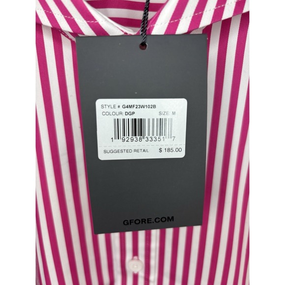 G/Fore G4 Men's Medium Long Sleeve Button Up Shirt Pink Striped Skull NWT $185 - Picture 2 of 8